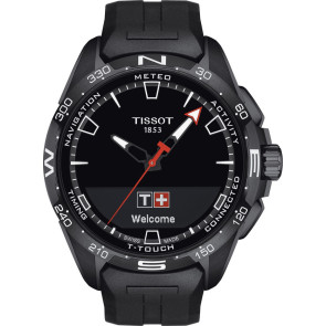 Correa de reloj Reloj inteligente Tissot T610046208 Caucho Negro